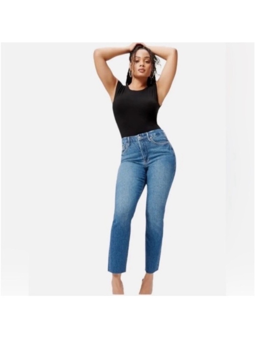 Good American Dark Blue Slim Straight Jeans
